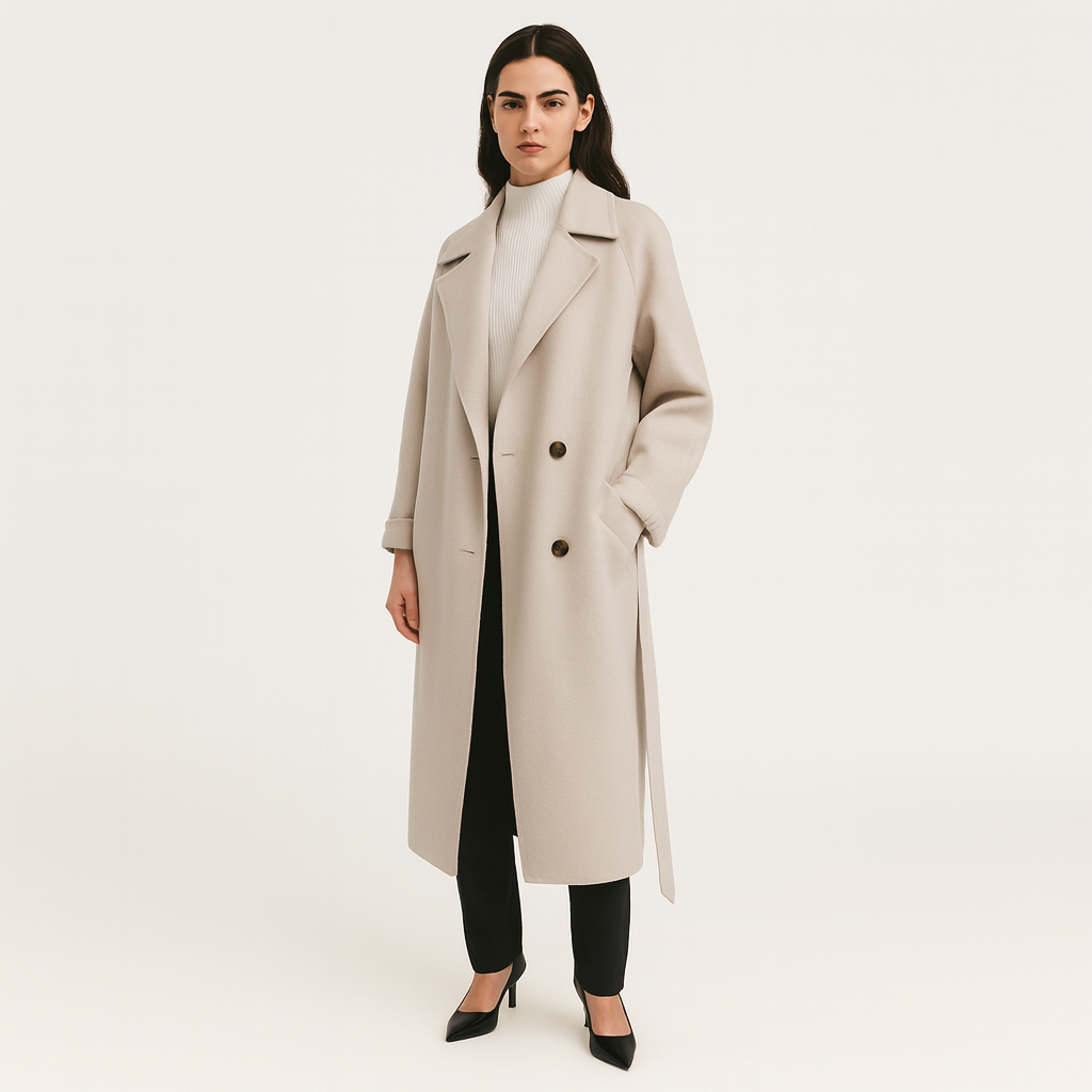 Elara | Eleganter langer Wintermantel aus Wollmischung