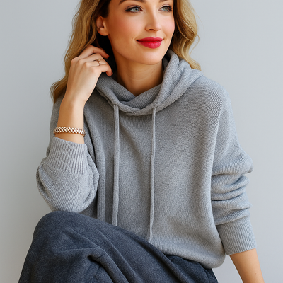 Strick-Hoodie mit Relaxed Fit – Weiter Rollkragen – Lässige Eleganz für jeden Tag