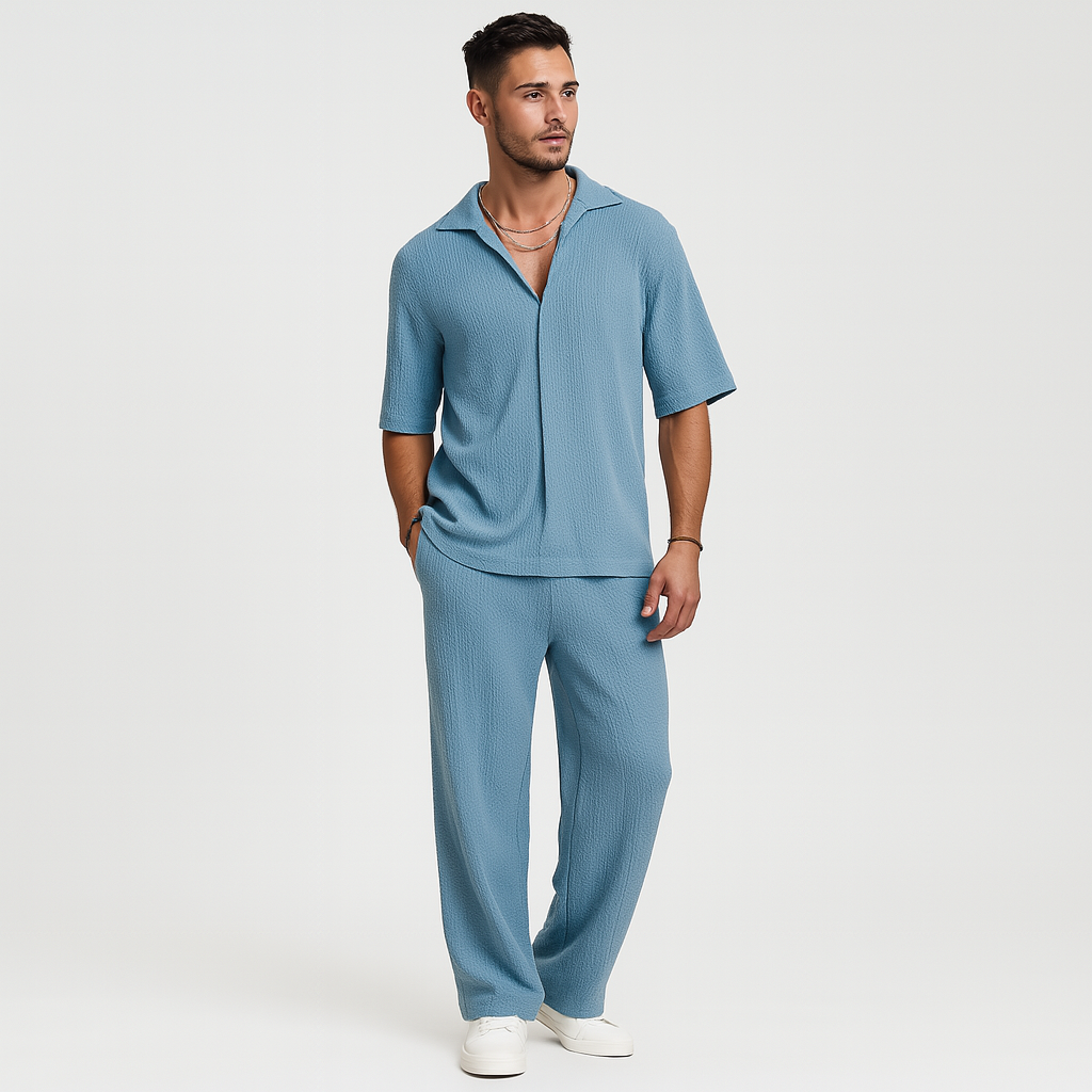 Herren-Zweiteiler – Stilvolles Casual-Outfit mit Langarmshirt und passender Hose