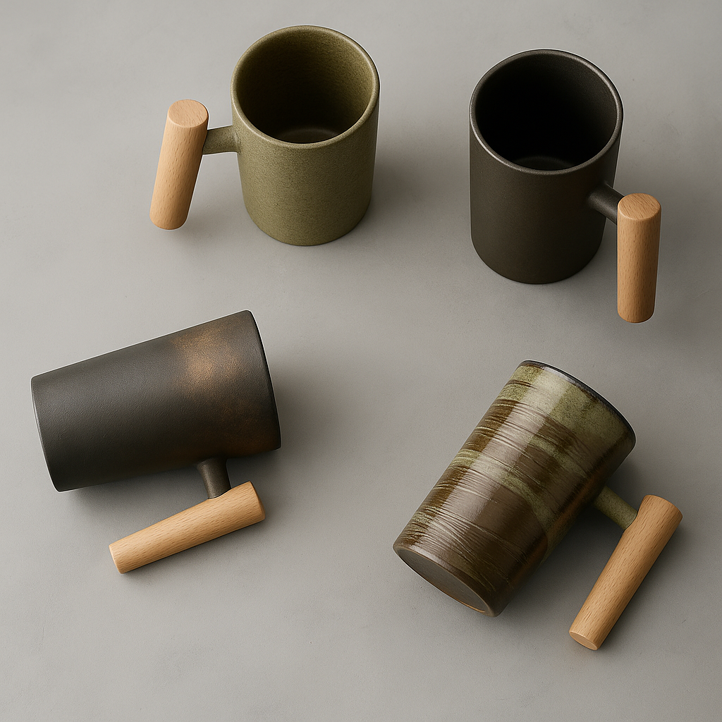 StillSip – Japanisch-inspirierter erdohfarbener Becher mit handgefertigtem Look