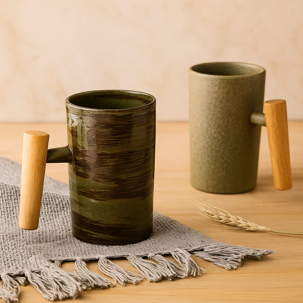 StillSip – Japanisch-inspirierter erdohfarbener Becher mit handgefertigtem Look