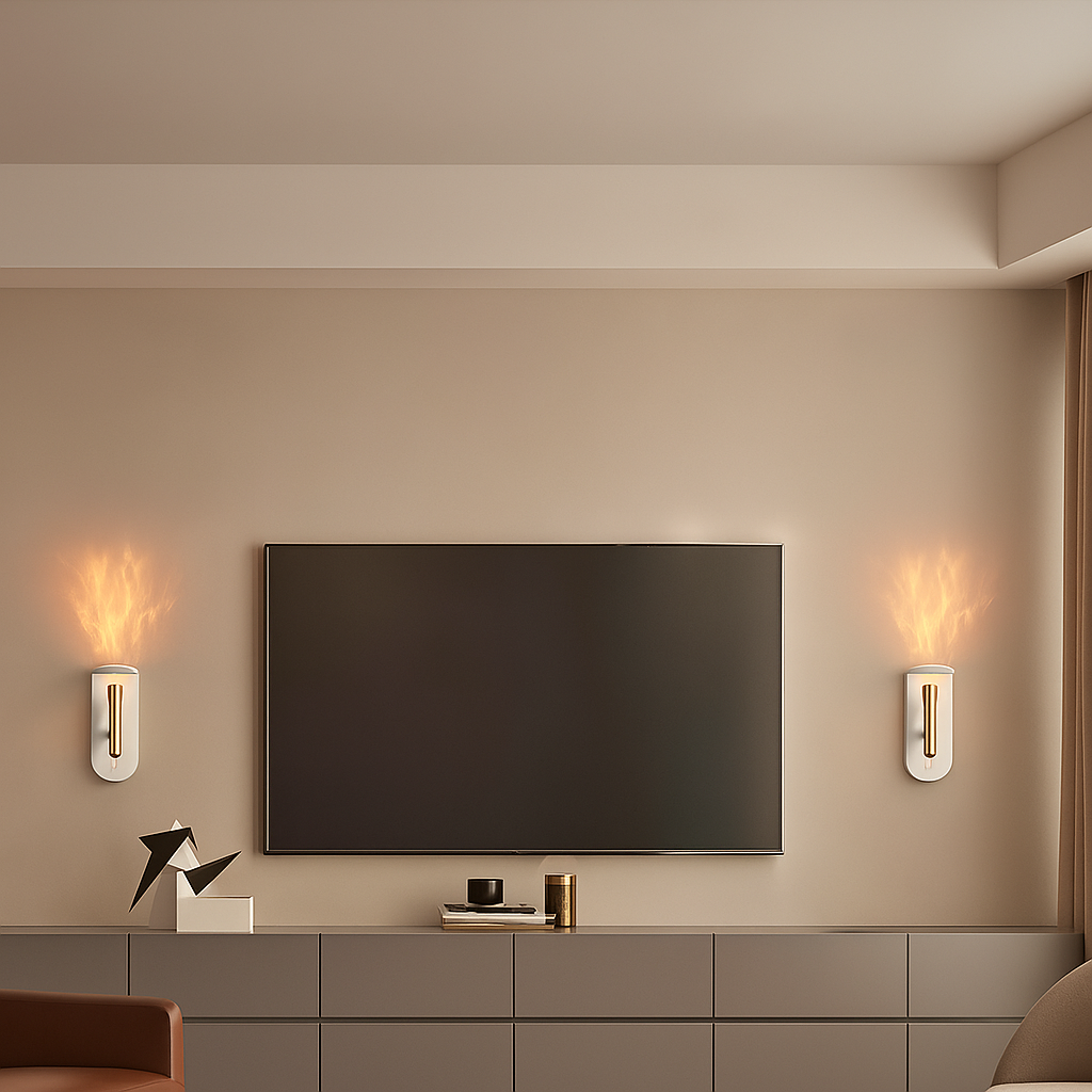 NordiFlame – Einstellbare nordische LED-Wandleuchte mit Flammeneffekt