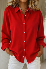 Sophie- Elegante Damenbluse mit Knopfleiste in Rot