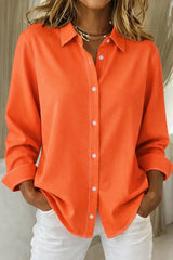 Sophie- Elegante Damenbluse mit Knopfleiste in Orange