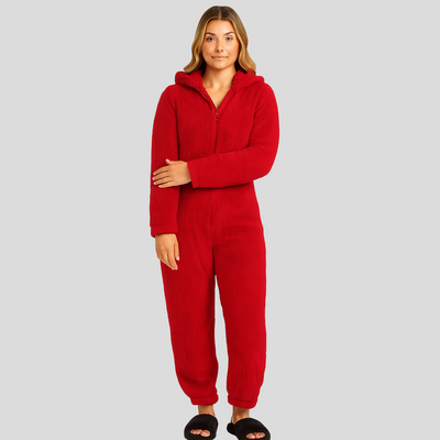 Mirella | Flauschiger Kapuzen-Schlafanzug mit Reißverschluss