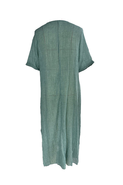 Melanie | Leinen V-Ausschnitt Midi-Kleid