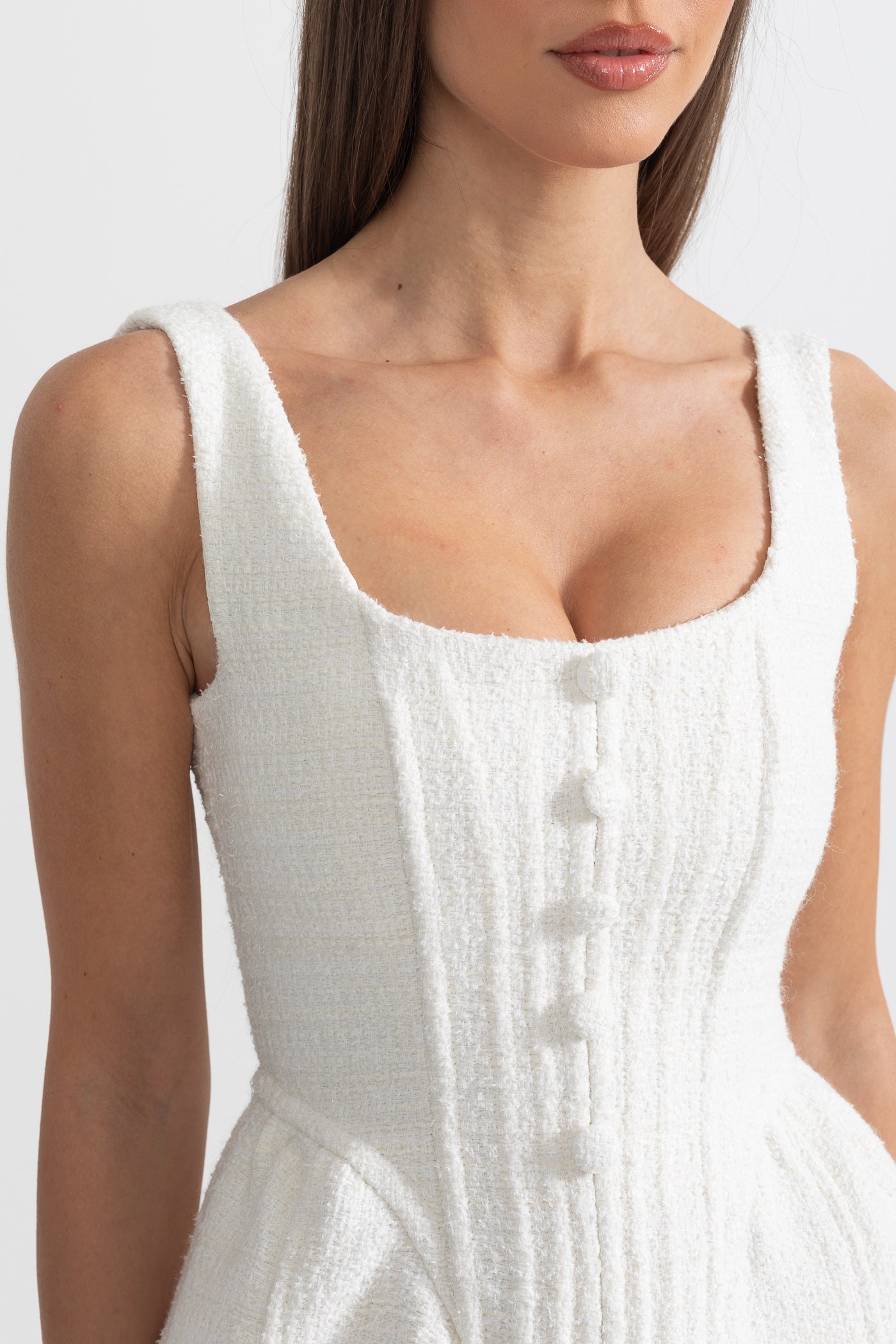 Elegantes Tweed-Kleid | Femininer Schnitt | Stilvolle Knopfleiste