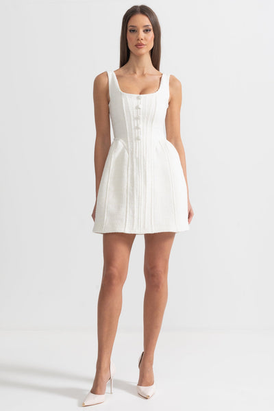 Elegantes Tweed-Kleid | Femininer Schnitt | Stilvolle Knopfleiste