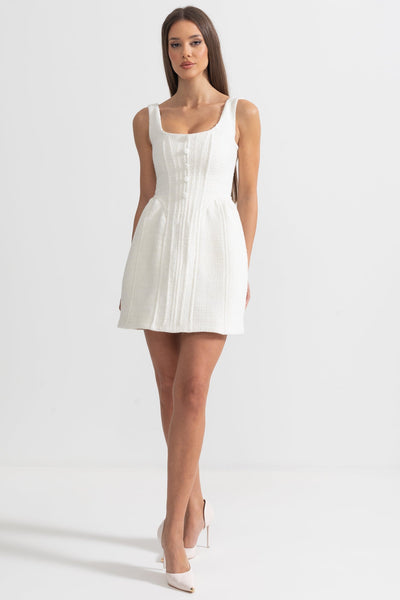 Elegantes Tweed-Kleid | Femininer Schnitt | Stilvolle Knopfleiste