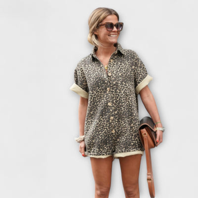 Nonette - Hemd-Jumpsuit mit Leopardenmuster