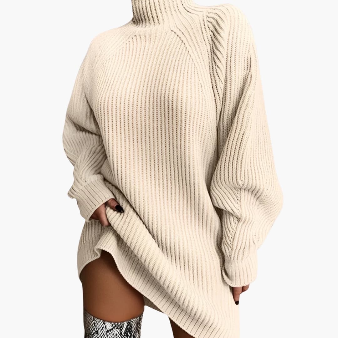 Damen Oversize Rollkragenpullover mit langen Ärmeln