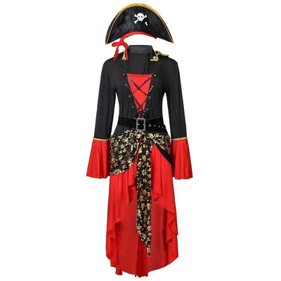 Damen Piraten-Halloween-Kostümkleid | Schnürung & Asymmetrischer Saum