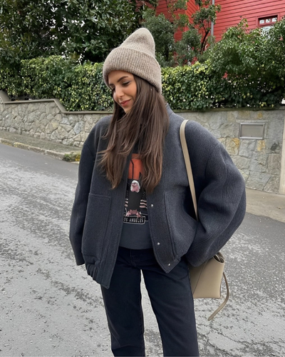 Damen Bomberjacke Baumwolle Oversized Stil