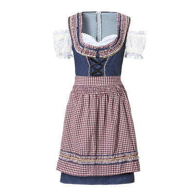 Damen Dirndlkleid Baumwolle Traditionell Modernes Karomuster
