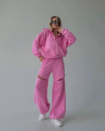 Damen Loungewear-Set mit Kapuze und Cut-Outs