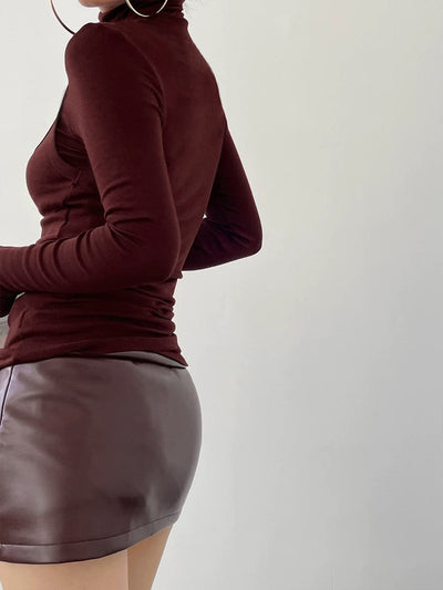 Damen Oberteil Jersey Stehkragen Langarm Regulär