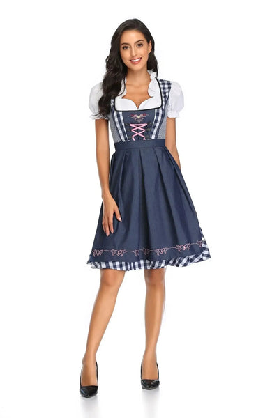Damen Trachtenkleid Baumwolle Mit Schürze Für Oktoberfest Und Festlichkeiten