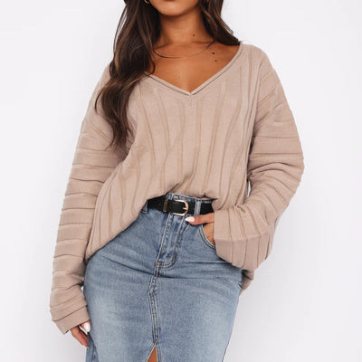 Damenpullover Baumwolle V-Ausschnitt Elegant