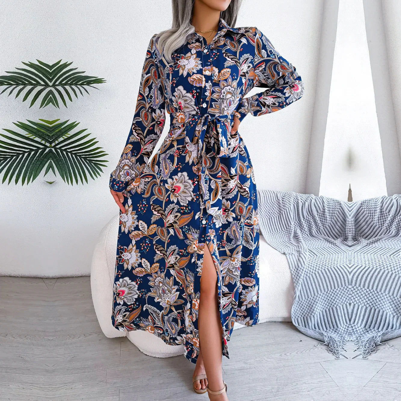 Maxikleid mit Print | Taillierter Schnitt | Eleganter Look