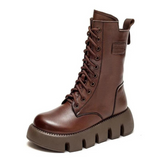 Dicker Plateaukampfstiefel - Marla in Braun