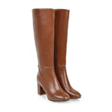 Knielange Damenstiefel mit Absatz - Sienna in Braun