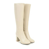 Knielange Damenstiefel mit Absatz - Sienna in Beige