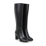 Knielange Damenstiefel mit Absatz - Sienna in Schwarz