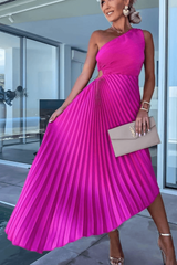 Einschulterkleid Mit Faltenrock - Lisann in Rosa