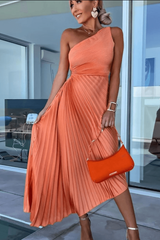 Einschulterkleid Mit Faltenrock - Lisann in Orange