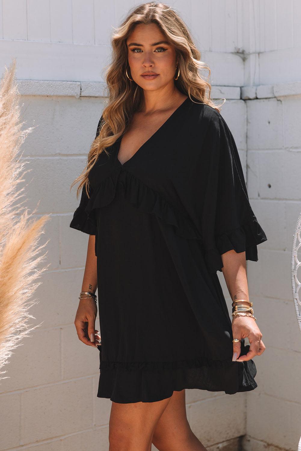 Margot | Elegantes Schwarzes Babydoll Minikleid