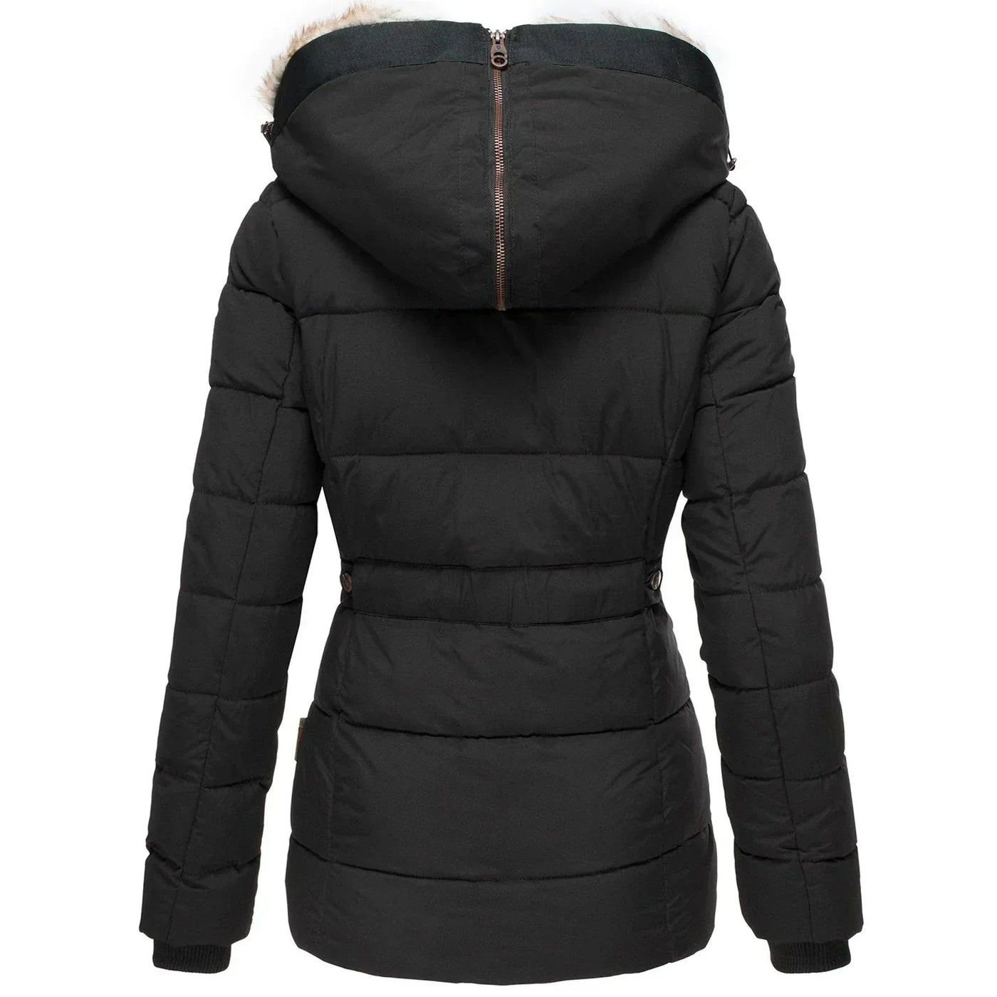 Elegante Damen Winterjacke mit Kunstfellkapuze
