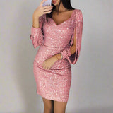 Stilvolles Abendkleid mit Pailletten - Oreana in Rosa