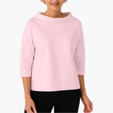 Elegantes Oberteil mit Stehkragen | Damen 3/4-Ärmel Shirt in Rosa