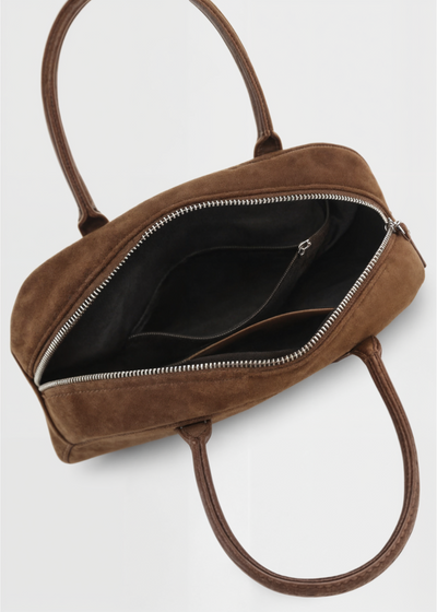 Echte Wildleder Handtasche Damen – Kleine Schultertasche mit Reißverschluss