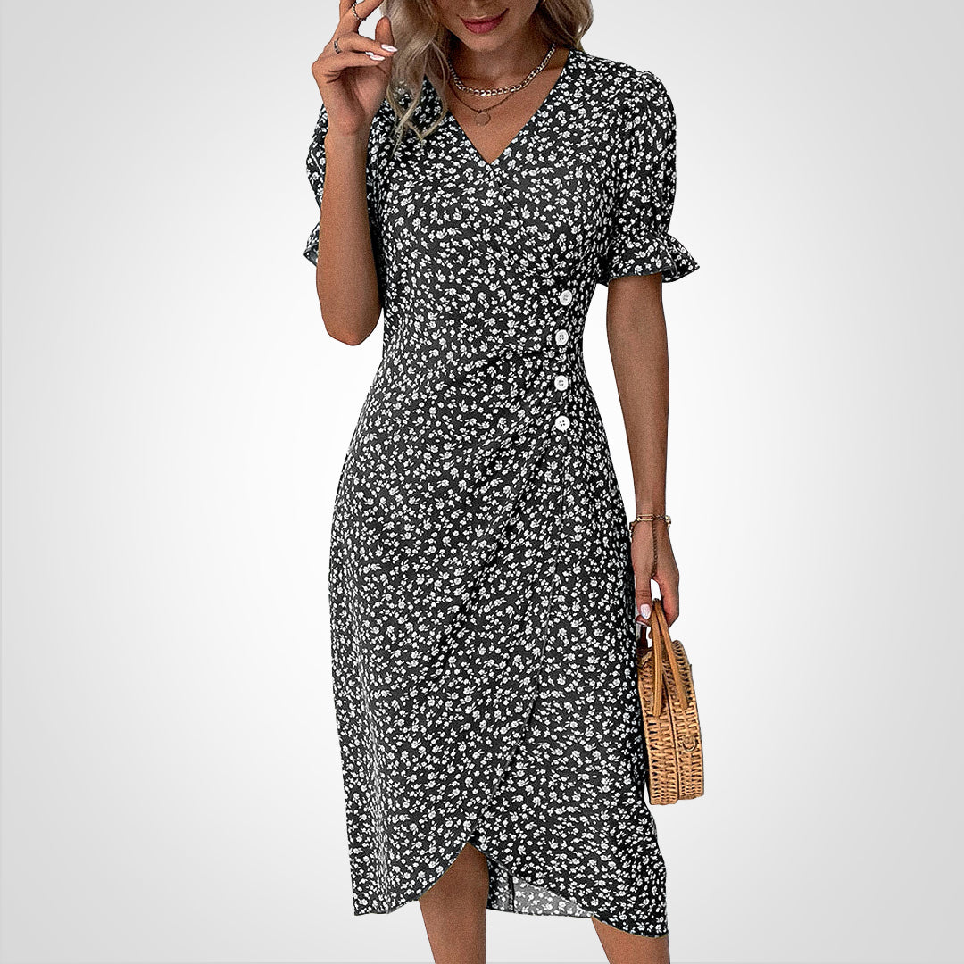 Merly - Kleid mit geblümtem V-Ausschnitt