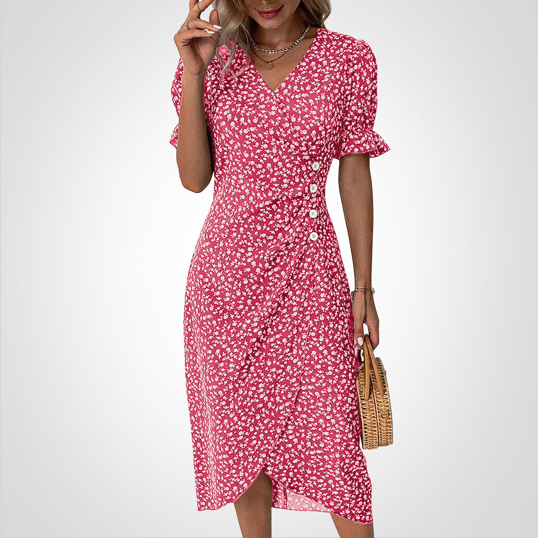 Merly - Kleid mit geblümtem V-Ausschnitt