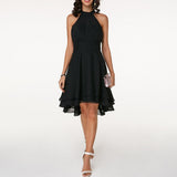 Emma | Elegantes kurzes Damenkleid mit Neckholder in Schwarz