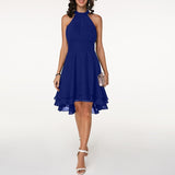 Emma | Elegantes kurzes Damenkleid mit Neckholder in Blau