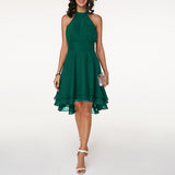 Emma | Elegantes kurzes Damenkleid mit Neckholder in Grün