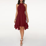 Emma | Elegantes kurzes Damenkleid mit Neckholder in Rot