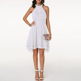 Emma | Elegantes kurzes Damenkleid mit Neckholder in Weiß