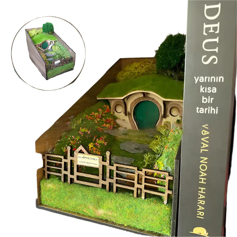MiniScape Buchstützen – Handgefertigte dekorative Buchhalter mit Mikrolandschaftsdesign