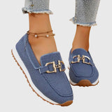 Fabianna Damen-Loafer mit Schnalle und Strukturfinish in Blau