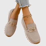 Fabianna Damen-Loafer mit Schnalle und Strukturfinish in Beige