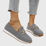 Fabianna Damen-Loafer mit Schnalle und Strukturfinish in Grau