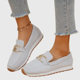 Fabianna Damen-Loafer mit Schnalle und Strukturfinish in Weiß