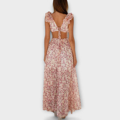 Elin - Maxikleid mit Rüschensäumen und Cut-Out-Details