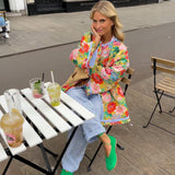 Trendiger Damenblazer mit Print - Eva in Blumen