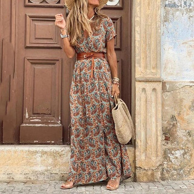 Emily - Retro Paisley Druck Boho Kleid
