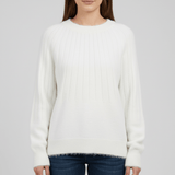 Gerippter Langarm-Pullover - Mayra in Weiß